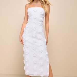 NWT Lulus White Strapless Floral Dress